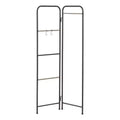 IRIS 2 Panel Free Standing Metal Garment Rack Black: Closet Clothes Stand, Wardrobe Organizer, Fixed Shelf & Hooks