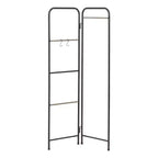 IRIS 2 Panel Free Standing Metal Garment Rack Black: Closet Clothes Stand, Wardrobe Organizer, Fixed Shelf & Hooks