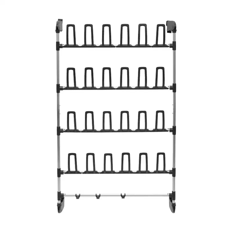 Organize It All – Range-chaussures de porte 12 paires avec 4 crochets à accessoires : organisateur chaussures et chapeaux à cadre métallique, solution de rangement pour porte