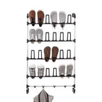 Organize It All – Range-chaussures de porte 12 paires avec 4 crochets à accessoires : organisateur chaussures et chapeaux à cadre métallique, solution de rangement pour porte