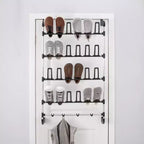 Organize It All – Range-chaussures de porte 12 paires avec 4 crochets à accessoires : organisateur chaussures et chapeaux à cadre métallique, solution de rangement pour porte