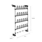 Organize It All – Range-chaussures de porte 12 paires avec 4 crochets à accessoires : organisateur chaussures et chapeaux à cadre métallique, solution de rangement pour porte
