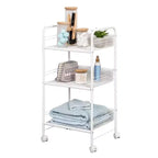 Chariot en fil de fer Honey-Can-Do : Rangement utilitaire portable en acier, Chariot de salle de bain et de tirage de câbles, Blanc, 34,6 po de hauteur, 17,9 po de profondeur