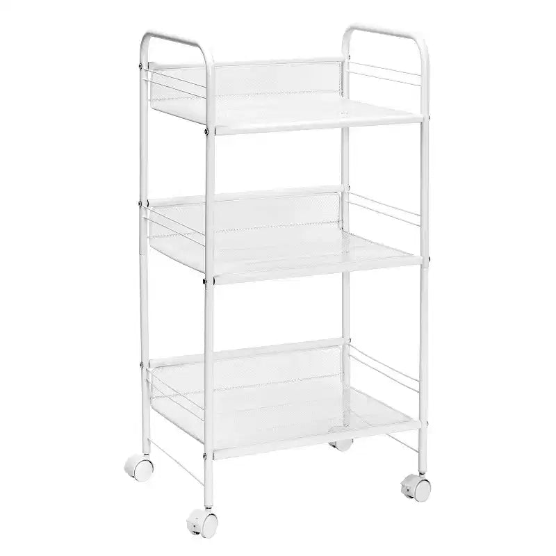 Chariot en fil de fer Honey-Can-Do : Rangement utilitaire portable en acier, Chariot de salle de bain et de tirage de câbles, Blanc, 34,6 po de hauteur, 17,9 po de profondeur