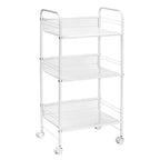 Chariot en fil de fer Honey-Can-Do : Rangement utilitaire portable en acier, Chariot de salle de bain et de tirage de câbles, Blanc, 34,6 po de hauteur, 17,9 po de profondeur