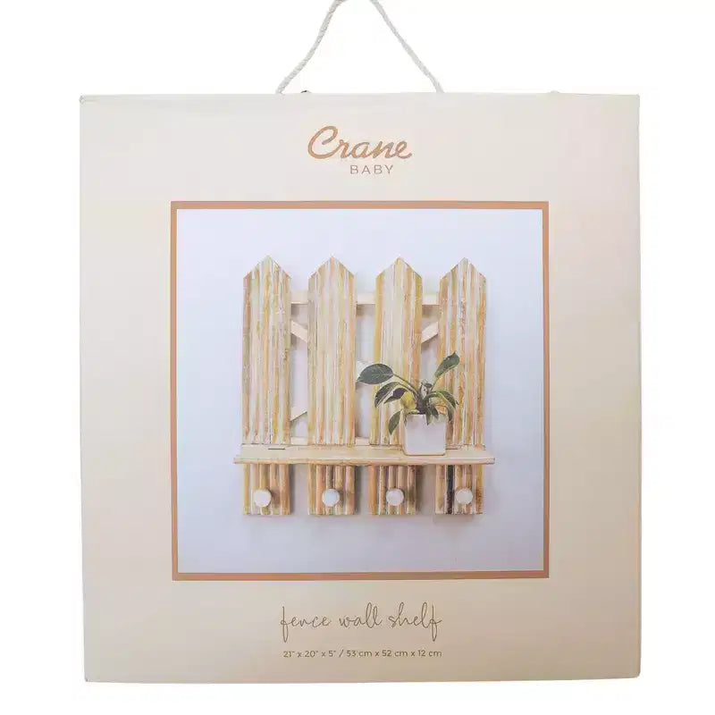 Étagère murale de rangement Crane Baby 5,5 po x 20 po Charlie Farmhouse Fence beige