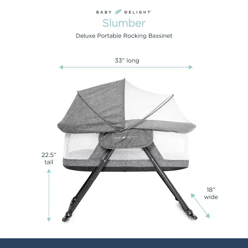 Berceau à bascule portable Baby Delight Slumber Deluxe : Baldaquin, base à bascule, cadre en métal