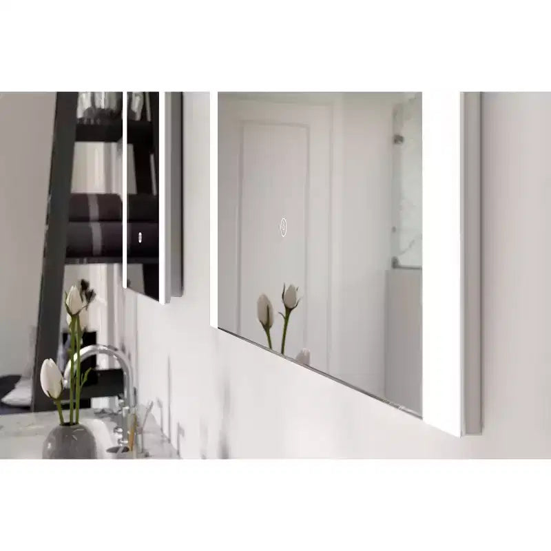 Miroir Mural LED Lumineux Premium 24"x30" sans Cadre avec Température de Couleur Fixe et Verre Anti-Buée - Tosca : Commande Tactile, Miroir de Maquillage Mural