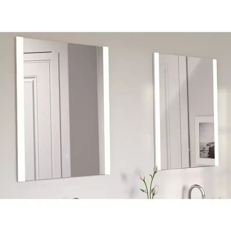 Miroir Mural LED Lumineux Premium 24"x30" sans Cadre avec Température de Couleur Fixe et Verre Anti-Buée - Tosca : Commande Tactile, Miroir de Maquillage Mural