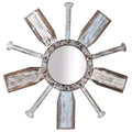Montauk Weathered Boat Paddle Wall Mirror White/Blue - StyleCraft: No Assembly, Round Shape, Glass & Iron