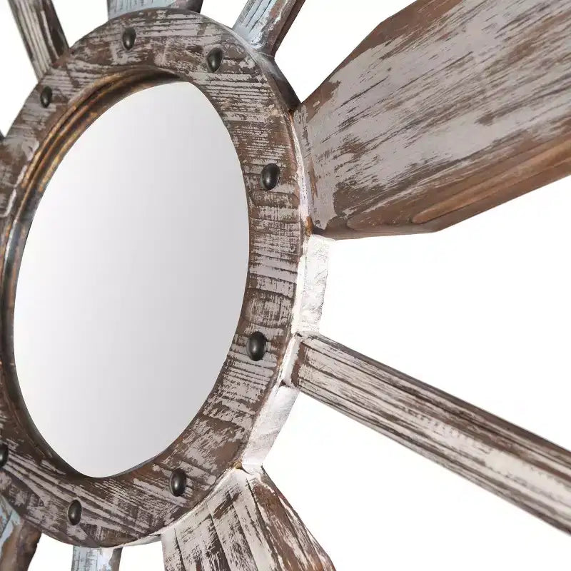 Montauk Weathered Boat Paddle Wall Mirror Blanc/Bleu - StyleCraft : Aucun assemblage, Forme ronde, Verre et fer