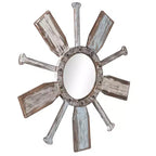 Montauk Weathered Boat Paddle Wall Mirror Blanc/Bleu - StyleCraft : Aucun assemblage, Forme ronde, Verre et fer