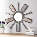 Montauk Weathered Boat Paddle Wall Mirror Blanc/Bleu - StyleCraft : Aucun assemblage, Forme ronde, Verre et fer