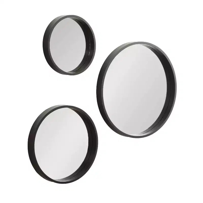Kate & Laurel All Things Decor 3pc Travis Round Wall Mirror Set Black