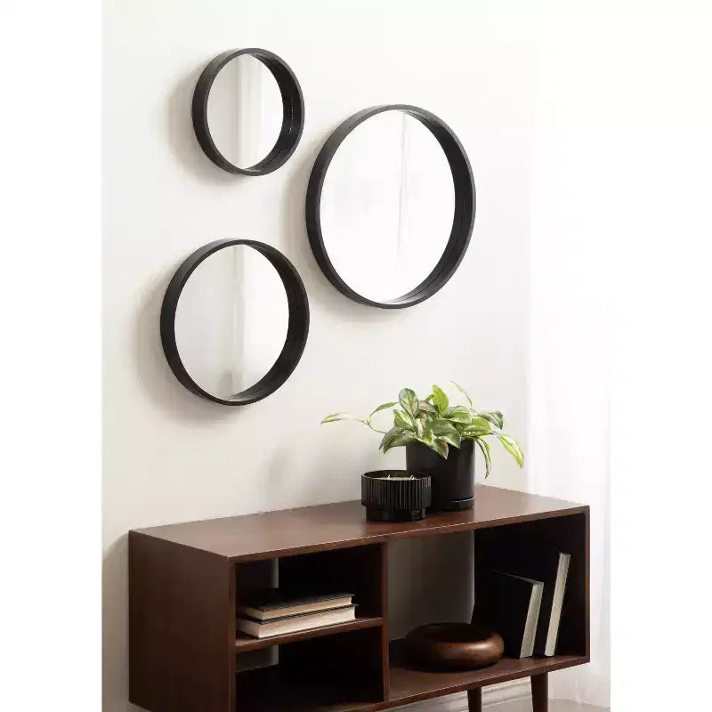 Kate & Laurel All Things Decor, lot de 3 miroirs muraux ronds Travis, noirs