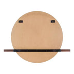Miroir sans cadre rond Fosset 30" x 24" avec étagère Noyer Brun - Kate & Laurel All Things Decor : Bord biseauté chic, bois de manguier