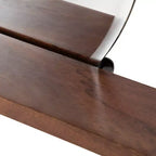 Miroir sans cadre rond Fosset 30" x 24" avec étagère Noyer Brun - Kate & Laurel All Things Decor : Bord biseauté chic, bois de manguier