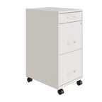 Space Solutions 18" Deep 3 Drawer Mobile Letter Width Vertical File Cabinet Pearl White