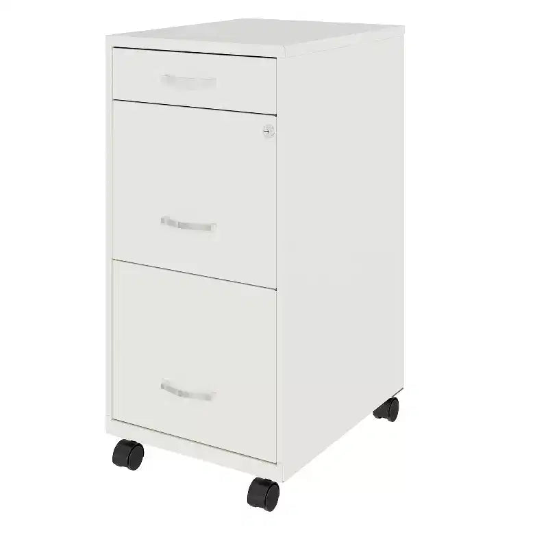 Solutions de rangement Caisson mobile vertical à 3 tiroirs de 45,7 cm de profondeur, format Lettre, Blanc nacré