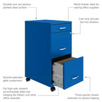 Space Solutions Classeur mobile vertical 3 tiroirs de 18 po de profondeur, largeur lettre, bleu classique