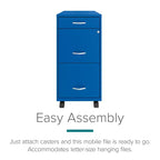Space Solutions Classeur mobile vertical 3 tiroirs de 18 po de profondeur, largeur lettre, bleu classique