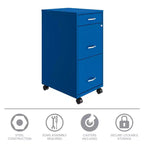 Space Solutions Classeur mobile vertical 3 tiroirs de 18 po de profondeur, largeur lettre, bleu classique