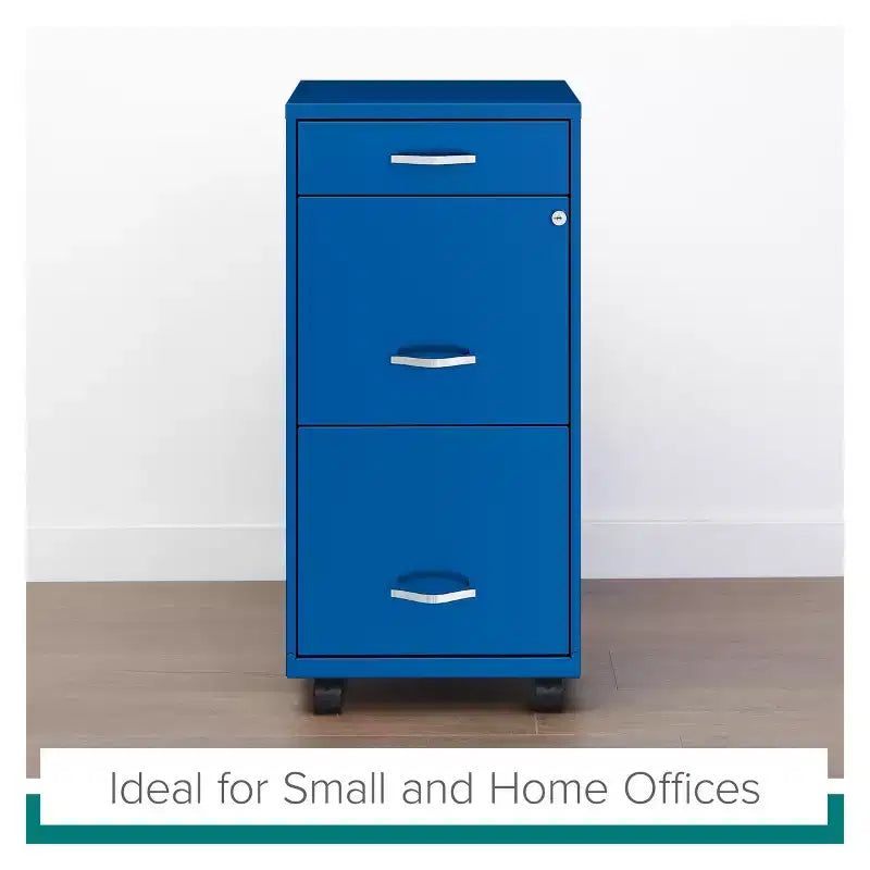 Space Solutions Classeur mobile vertical 3 tiroirs de 18 po de profondeur, largeur lettre, bleu classique