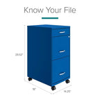 Space Solutions Classeur mobile vertical 3 tiroirs de 18 po de profondeur, largeur lettre, bleu classique