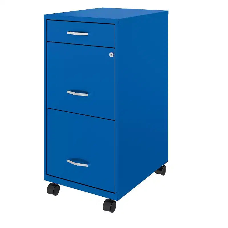 Space Solutions Classeur mobile vertical 3 tiroirs de 18 po de profondeur, largeur lettre, bleu classique