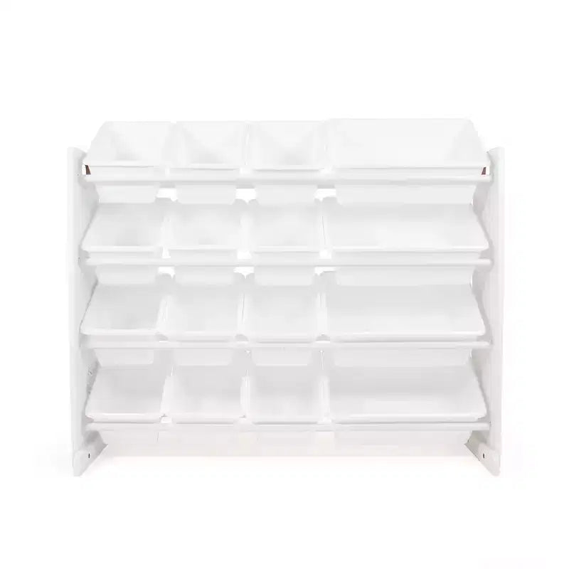 Grand Organisateur de Jouets pour Enfants Blanc – Humble Crew : Cadre en MDF, 4 étagères, Bacs de rangement, Quincaillerie anti-basculement