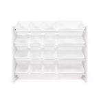 Grand Organisateur de Jouets pour Enfants Blanc – Humble Crew : Cadre en MDF, 4 étagères, Bacs de rangement, Quincaillerie anti-basculement