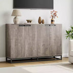 Buffet de Rangement, Grand Meuble de Rangement Moderne de Cuisine de 55" avec 2 Tiroirs et 4 Portes