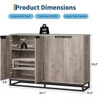 Buffet de Rangement, Grand Meuble de Rangement Moderne de Cuisine de 55" avec 2 Tiroirs et 4 Portes