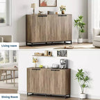 Buffet de Rangement, Grand Meuble de Rangement Moderne de Cuisine de 55" avec 2 Tiroirs et 4 Portes