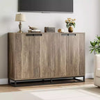 Buffet de Rangement, Grand Meuble de Rangement Moderne de Cuisine de 55" avec 2 Tiroirs et 4 Portes