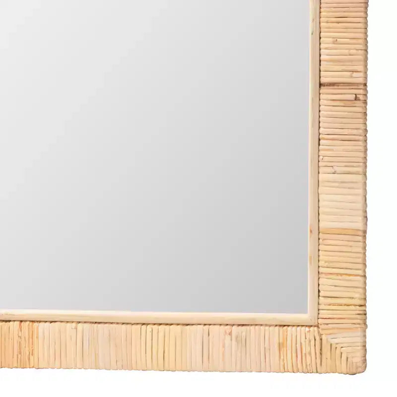 Miroir mural rectangulaire d'appoint en rotin naturel bohème Bali & Pari Lankston