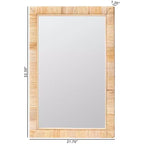 Miroir mural rectangulaire d'appoint en rotin naturel bohème Bali & Pari Lankston