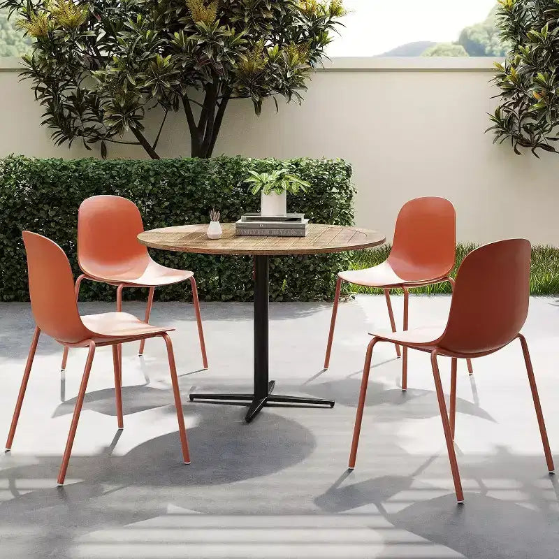 Pexfix Chaises de salle à manger empilables en plastique avec pieds en métal, lot de 4