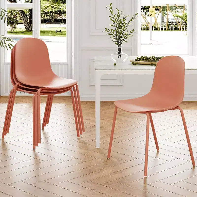 Pexfix Chaises de salle à manger empilables en plastique avec pieds en métal, lot de 4
