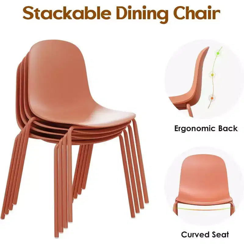 Pexfix Chaises de salle à manger empilables en plastique avec pieds en métal, lot de 4