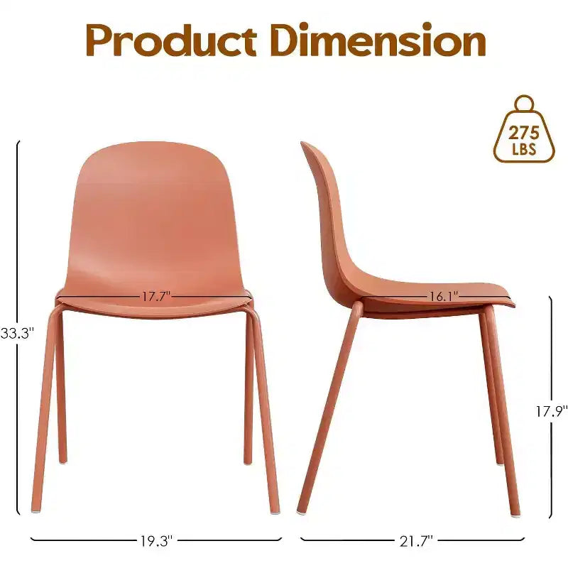Pexfix Chaises de salle à manger empilables en plastique avec pieds en métal, lot de 4