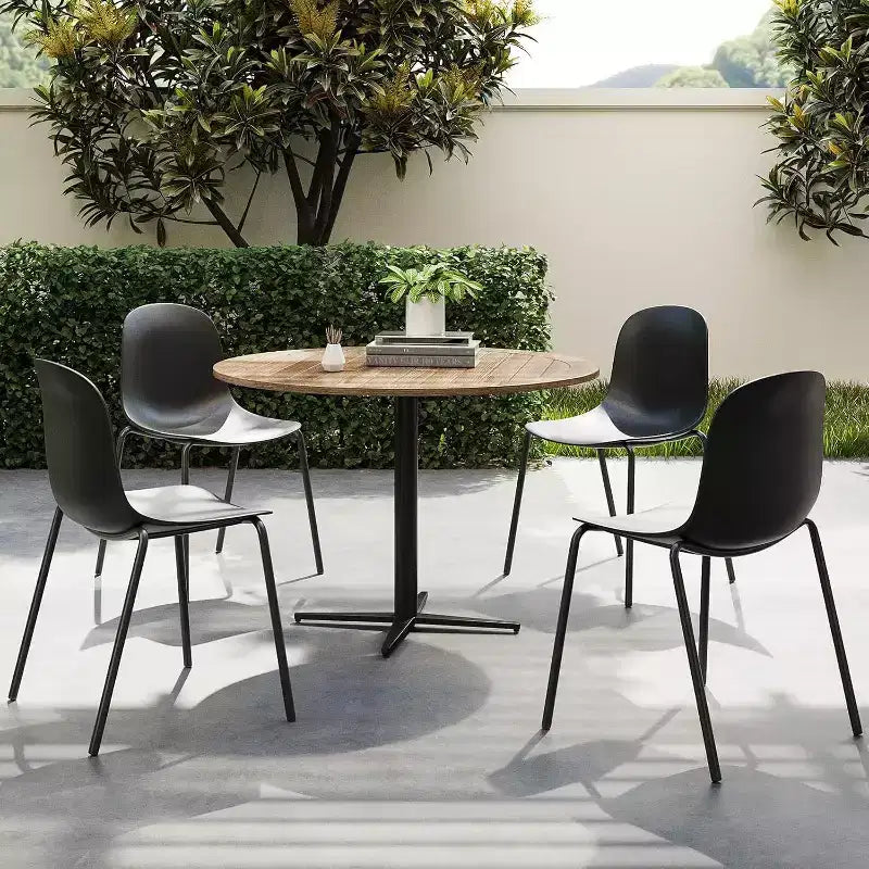 Pexfix Chaises de salle à manger empilables en plastique avec pieds en métal, lot de 4