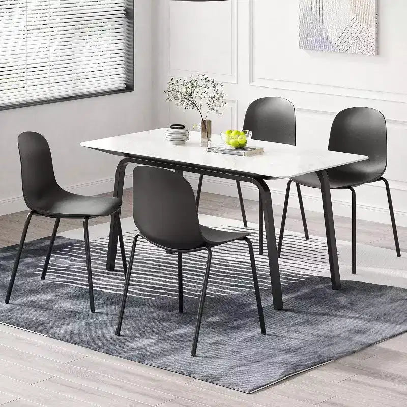 Pexfix Chaises de salle à manger empilables en plastique avec pieds en métal, lot de 4