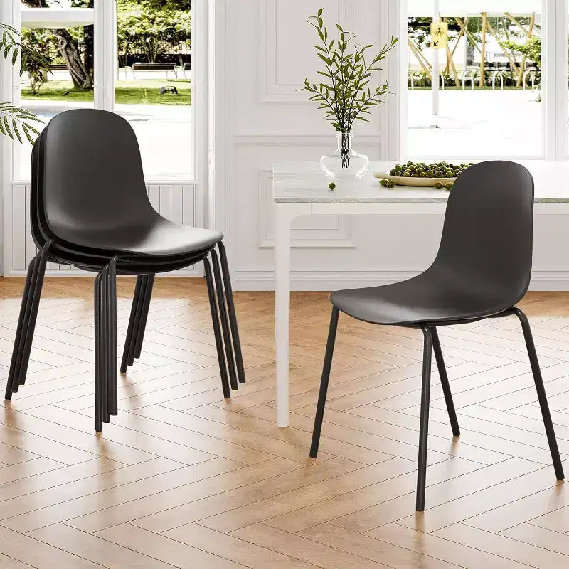 Pexfix Chaises de salle à manger empilables en plastique avec pieds en métal, lot de 4