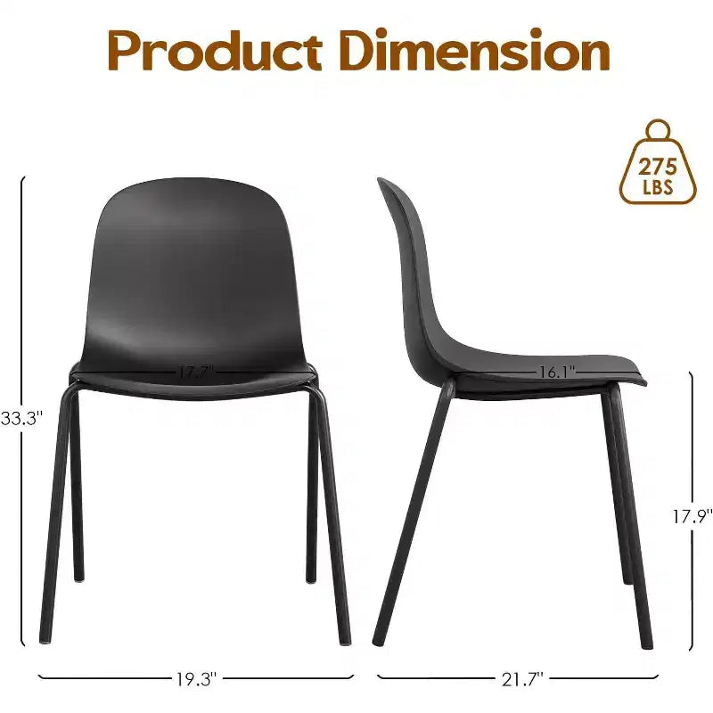 Pexfix Chaises de salle à manger empilables en plastique avec pieds en métal, lot de 4
