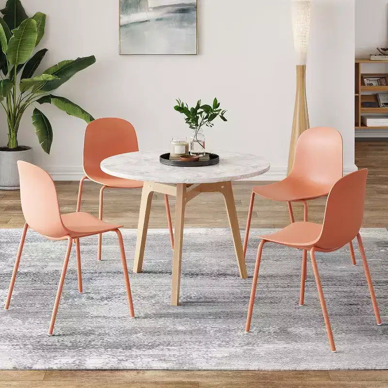 Pexfix Chaises de salle à manger empilables en plastique avec pieds en métal, lot de 4