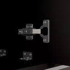 Meuble TV Noir Famapy avec Portes à Motifs Géométriques - Accents Dorés, Console Multimédia Moderne