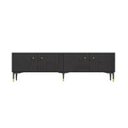 Meuble TV Noir Famapy avec Portes à Motifs Géométriques - Accents Dorés, Console Multimédia Moderne