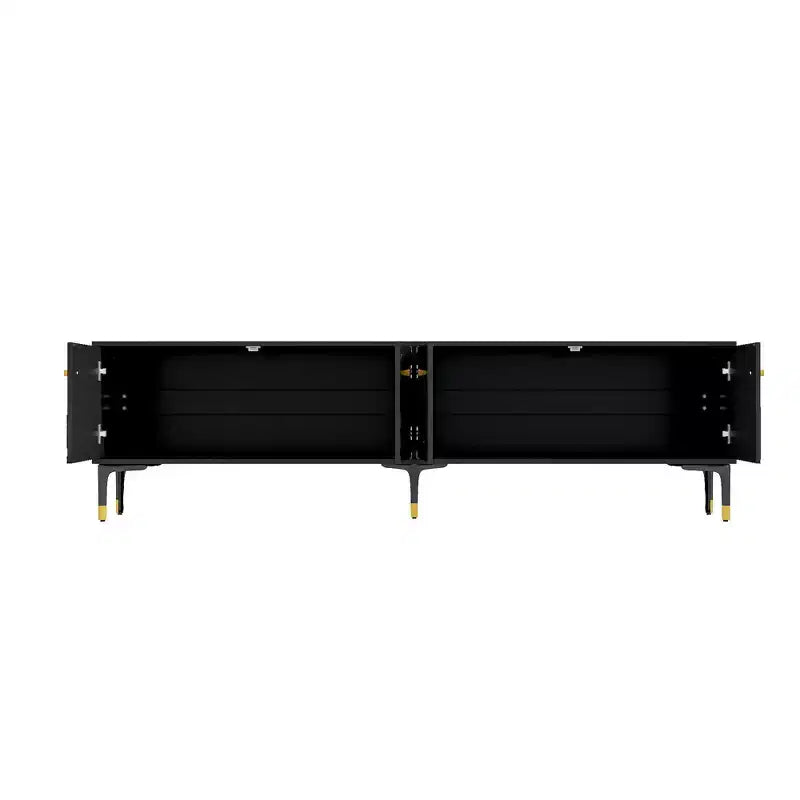Meuble TV Noir Famapy avec Portes à Motifs Géométriques - Accents Dorés, Console Multimédia Moderne