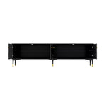 Meuble TV Noir Famapy avec Portes à Motifs Géométriques - Accents Dorés, Console Multimédia Moderne